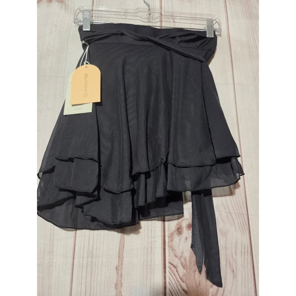 Blogilates Dance Studio Wrap Skort Black XS Double Layered Athletic Skirt Pocket